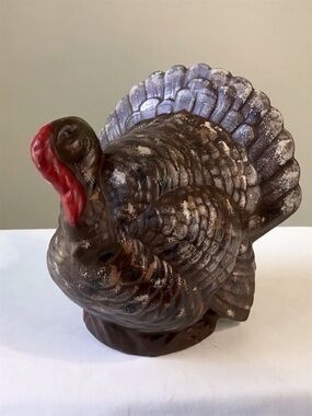 80s Ceramic Turkey Figurine Thanksgiving Fall Autumn 6” Tabletop Decor Vintage
